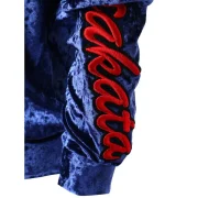 Letter Embroidery Drop Shoulder Velvet Sweatshirt - Blue Fansmadedirect