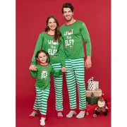 Letter Print Christmas Parent Child Loungewear Set - Deep Green Kid Fansmadedirect