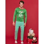 Letter Print Christmas Parent Child Loungewear Set - Deep Green Kid Fansmadedirect