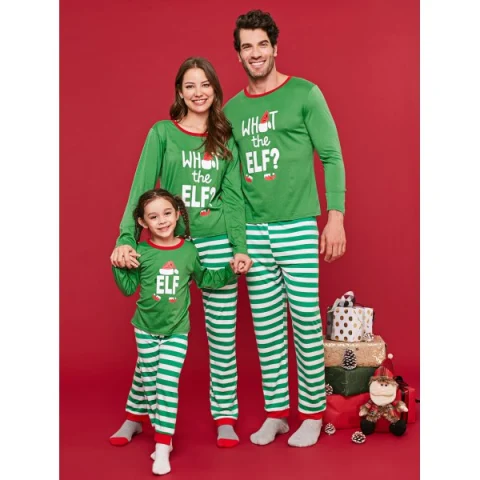 Letter Print Christmas Parent Child Loungewear Set - Deep Green Kid Fansmadedirect