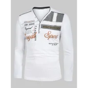 Letter Printed Long Sleeves T-shirt - White Fansmadedirect