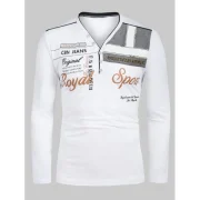 Letter Printed Long Sleeves T-shirt - White Fansmadedirect