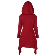 Long Asymmetrical Hooded Knitwear - Red Wine Fansmadedirect