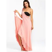 Long Flounce Wrap Cover Up Dress - Light Pink Fansmadedirect