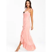 Long Flounce Wrap Cover Up Dress - Light Pink Fansmadedirect