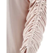Long leeve Asymmetrical T-shirt with Drawstring - Crystal Cream Fansmadedirect