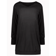 Long leeve hort Tunic T-shirt Dress - Black Fansmadedirect