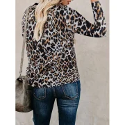 Long leeve Leopard Casual T-shirt - Black Fansmadedirect