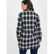 Long leeve Tartan hirt - Black Fansmadedirect
