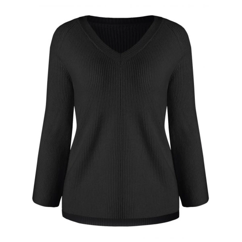 Long Sleeve Asymmetrical Sweater - Black Fansmadedirect