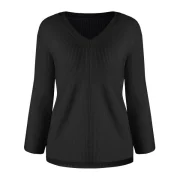 Long Sleeve Asymmetrical Sweater - Black Fansmadedirect
