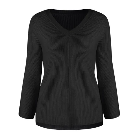 Long Sleeve Asymmetrical Sweater - Black Fansmadedirect