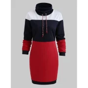 Long Sleeve Casual Contrast Dress - Fansmadedirect