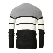 Long Sleeve Color Block Striped Sweater - Gray Fansmadedirect