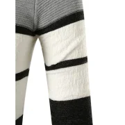 Long Sleeve Color Block Striped Sweater - Gray Fansmadedirect