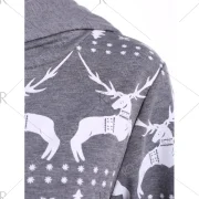 Long Sleeve Elk Print Christmas Pullover Hoodie - Gray Fansmadedirect