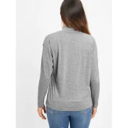 Long Sleeve High Collar Cut Out Tee - Gray Cloud Fansmadedirect