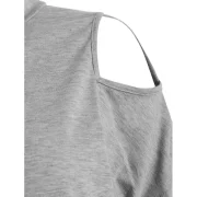 Long Sleeve High Collar Cut Out Tee - Gray Cloud Fansmadedirect