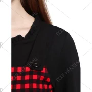 Long Sleeve Knee Length Plaid Dress - Red Fansmadedirect