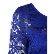 Long Sleeve Lace Skirted Blouse - Royal Blue Fansmadedirect