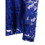 Long Sleeve Lace Skirted Blouse - Royal Blue Fansmadedirect