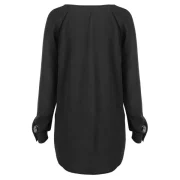 Long Sleeve Lacing Front Asymmetrical Blouse - Black Fansmadedirect