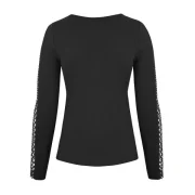 Long Sleeve Lattice Fishnet Insert T-shirt - Black Fansmadedirect