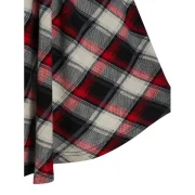 Long Sleeve Plaid Panel Plunge T Shirt - Red Wine Fansmadedirect