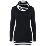 Long Sleeve Slim Fit Stripe Brim T-shirt - Black Fansmadedirect