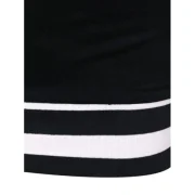 Long Sleeve Slim Fit Stripe Brim T-shirt - Black Fansmadedirect