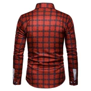 Long Sleeves Casual Plaid Printed Shirt - Red Fansmadedirect
