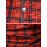 Long Sleeves Casual Plaid Printed Shirt - Red Fansmadedirect