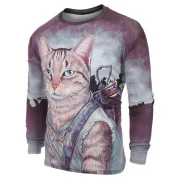 Long Sleeves Cats Print Casual T-shirt - Fansmadedirect