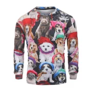 Long Sleeves Cats with Caps Print Casual T-shirt - Fansmadedirect