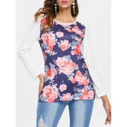 Long Sleeves Floral T-shirt - White Fansmadedirect