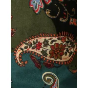 Long Sleeves Flower Paisley Print Button Shirt - Green Fansmadedirect