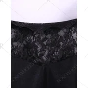 Long Sleeves Lace Splicing Boat Neck Sexy Style Women's Dress - Black One Fansmadedirect