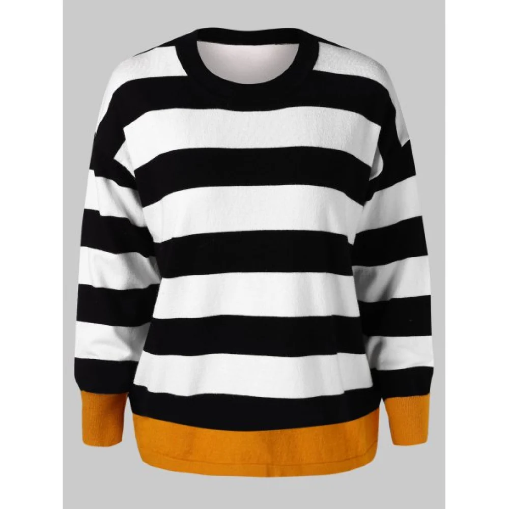 Loose Color Block Striped Sweater - Multi-a One Fansmadedirect