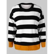 Loose Color Block Striped Sweater - Multi-a One Fansmadedirect
