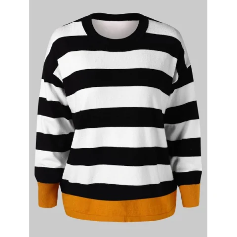Loose Color Block Striped Sweater - Multi-a One Fansmadedirect