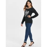 Love Pattern Dropped Shoulder Sweatshirt - Black Fansmadedirect