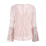 Low Cut Flare leeve Lace Blouse - Light Pink Fansmadedirect