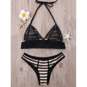 Low Cut Halter Ladder Bikini - Fansmadedirect