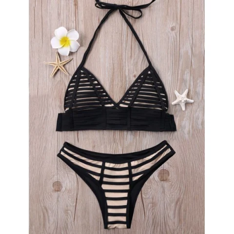 Low Cut Halter Ladder Bikini - Fansmadedirect