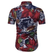 Maple Leaf Pattern Short Sleeves Shirt - Firebrick Fansmadedirect