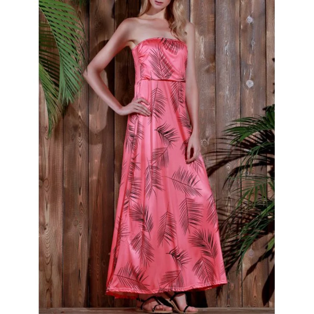 Maxi trapless Print ummer Prom Dress - Watermelon Red Fansmadedirect