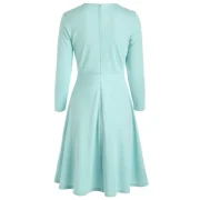 Mesh Insert Butterfly Embroidered Flare Dress - Coral Blue Fansmadedirect