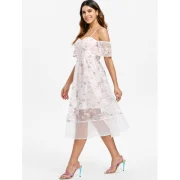 Mesh Panel Floral Embroidery Dress - akura Pink Fansmadedirect