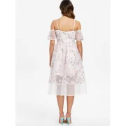 Mesh Panel Floral Embroidery Dress - akura Pink Fansmadedirect