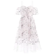 Mesh Panel Floral Embroidery Dress - akura Pink Fansmadedirect